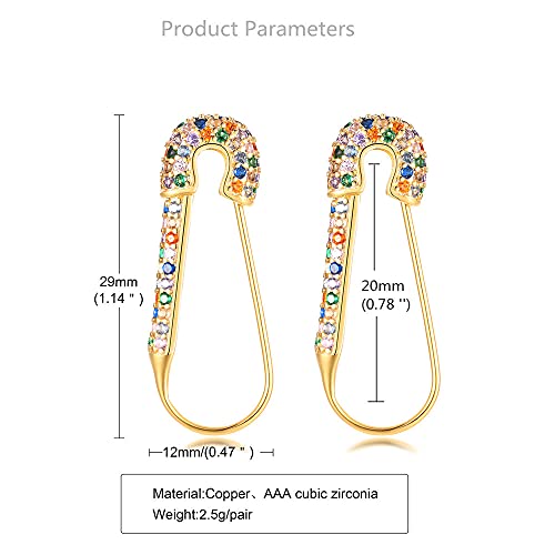 Cz Safety Pin Cartilage Huggie Hoop Earrings For Women Girls Dainty Cubic Zirconia Dangle Drop Hypoallergenic Stud Post Pave Crystal Fashion Hoops Jewelry Gold Plated (Bohemian) #TOP5