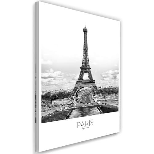 Décoration murale Paris Tour Eiffel noir et blanc pour salon moderne - Affiche 40x50 cm sans cadre