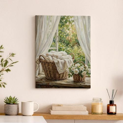 Lienzo de cesta floral para salon o cocina que aporta frescura y armonia a tu hogar