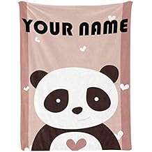 Personalized Baby Blankets with Name/Text, Cute Panda Custom Baby Blankets, Super Soft Fleece Blanket for Boy Girl 30 x40 Inches