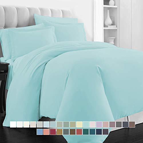 Pizuna 400 Thread Count Cotton Duvet Cover Set Queen, 100% Long Staple Cotton