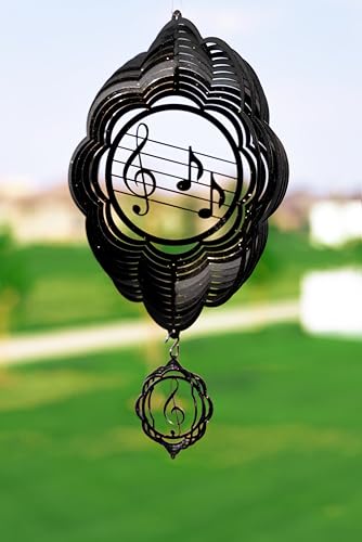SWEN Products Music Note Cloud Swirly Metal Wind Spinner