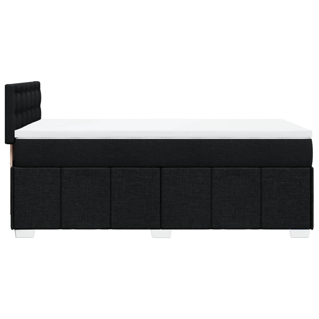 Cama con somier con colchón de 90 x 190 cm en tejido negro, núcleo de muelles ensacados, cabecero de altura ajustable, somier de láminas transpirable y resistente para un sueño reparador
