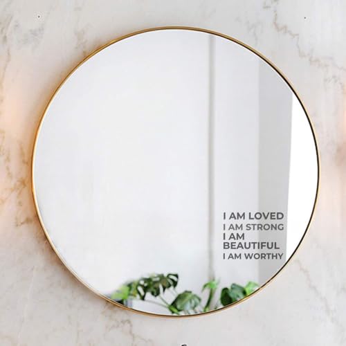 Image of 4pcs Self-Affirmation Mirror Decal Set, I AM Loved, Strong, Beautiful, Worthy, Positive Meditation Vinyl Stickers, Motivational Wall & Mirror Stickers, Inspiring Bathroom Decor