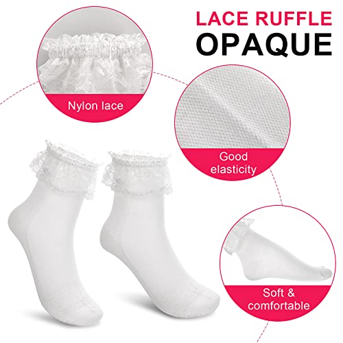 Women Frilly Ankle Socks - Soft White Ruffle Fashion Ladies Princess Lace Cotton Cute Socks3