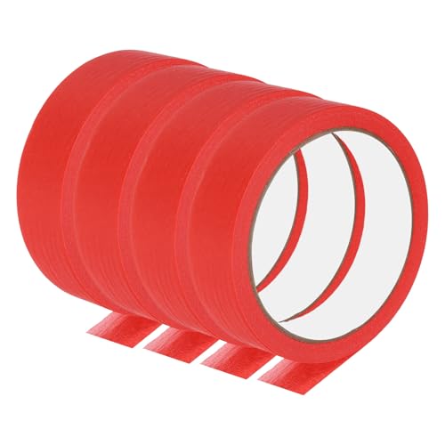 Image of PATIKIL Masking Tape 1 Inch Wide, 4 Roll 22 Yard Painters Tape Bulk No Residue Craft Tape for Wall Painting Labeling Car Painting Home DIY Flower Crafts Decoration, Red