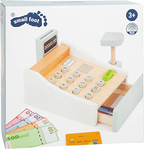 Image of Wooden Cash Register Set by Small Foot - Includes Push Buttons, Credit Card, Scanner & Paper Money - Social, Educational and Imaginative Development - Ages 3+ Years