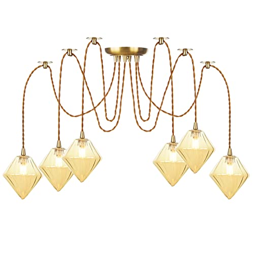 Lustre en verre industriel HNVBDOPAE et lampes suspendues en cuivre