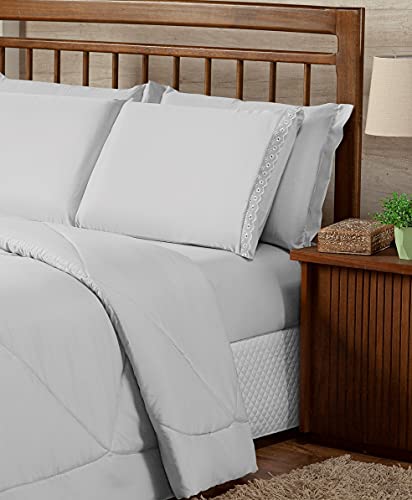 Conjunto Edredom Aconchego Queen 06 Peças - Cores (Branco)