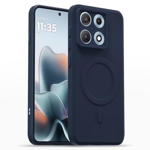 Image of Outlouders Back Cover for Motorola Moto Edge 70 Max 5G | Soft Matte Silicone | Slim Fit | Magnetic-Safe Logo Design (Magnetic-Safe Not Compatible) | Shockproof | Camera Protection Bumper Case (Blue)