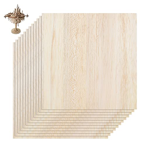 LISHINE 12 Stück 12 x 12 x 1/8 Zoll Balsaholzplatte 3 mm Balsaholzplatten, dünnes Balsaholz für Cricut Maker, Architekturmodelle, Zeichnen, Malen, Holzgravur, Holzverbrennung, Laser-Schnörkelsägen Cover