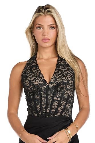 Lace Halter Corset Gown W/Satin Skirt & Strappy Back2