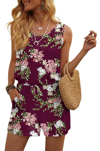 Image of DouBCQ Womens Summer Casual Sleeveless Loose Jumpsuits Romper with Pockets