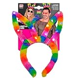 W WIDMANN MILANO Party Fashion - Diadema luminosa con orejas de conejo arcoíris y LED, accesorio para disfraces de CSD y carnaval