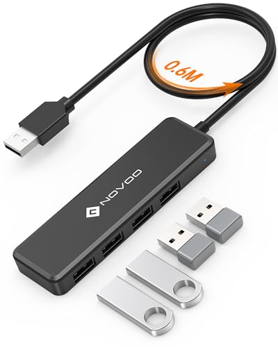 NOVOO Hub USB C, 4 Porte USB 2.0 con Lettore SD, Adattatore USB Compatibile con PS5, Mac Pro, MacBook Air, Dell XPS, PC Portatili, Unità Flash, HDD Esterni e Altri Dispositivi