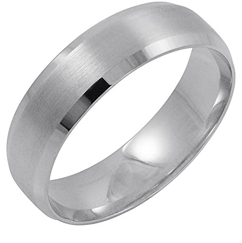 Men's 14K White Gold 6MM Comfort Beveled Edge Wedding Band (Available Ring Sizes 8-12 1/2) Size 9