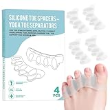 4 Pcs Silicone Toe Spacers – Yoga Toe Separators for Toe Straightening & Relaxation | Correct Overlapping Toes, Bunions, Hammer Toe | Toe Support toe separators for Women & Men (Clear, 3.98)
