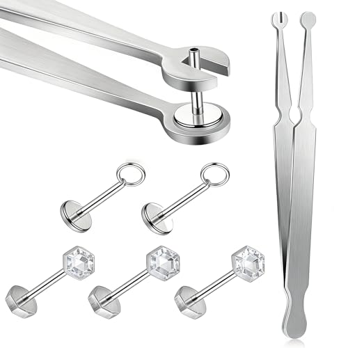 Hadnves Professional Piercing Clamps Piercing Ball Grabber Tool Stainless Steel Piercings Barbell Clamps Tool for Changing Jewelry Ideal for Nose Ear Lip Tongue Ball Screw Removal