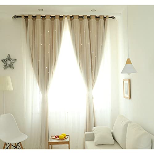 Cortinas beige de doble capa para un salón moderno y luminoso 3