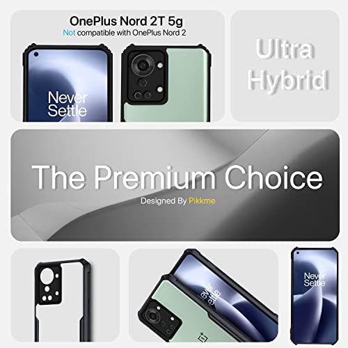 Image of Pikkme Oneplus Nord 2T 5G Back Cover | Crystal Clear Transparent Back | Ultra Hybrid | Full Camera Protection | Raised Edge | Bumper Back Case for Oneplus Nord 2T 5G (Black)