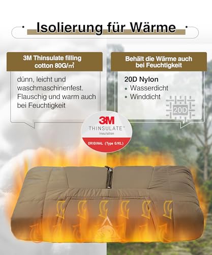 Poncho de camping avec isolation Thinsulate 3M couverture chaude - 3
