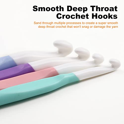 Image of Large Sizes Crochet Hooks 8mm, 10mm, 12mm, 15mm Rubber Handle Crochet Hook 4PCS- Ergonomic Handle Crochet Hooks Weaving Tools for Knitting Blankets, Shawl and Carpet (Multicolor 4pcs)