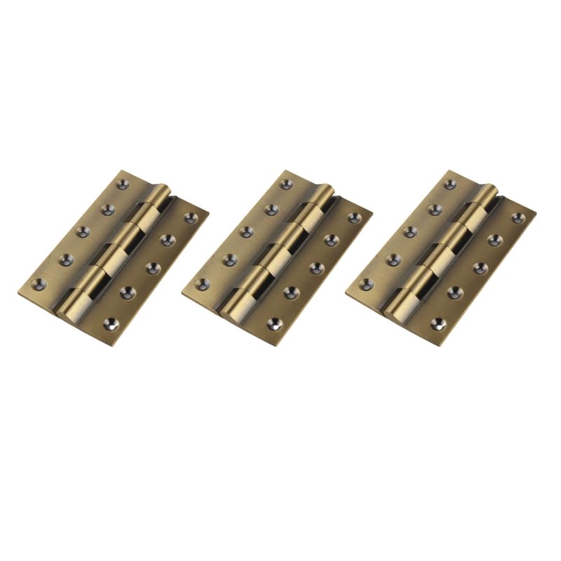 Image of Super Brass Hinges 5 inch | 5 inch x 1.1 /4 x 3 /16 Brass Antique Railway Smooth Hinges (Soft Close) (Pack of 3)