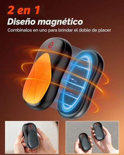 Miniatura 4 de Calentador De Manos Magnético Recargable 2 Piezas, 2 En 1 Calienta Manos De Bolsillo Portátil Reutilizable, 6000mah Calentadores Electrico Con 3 Modos Ajustables Para Navidad, Hombres, Golf, Camping