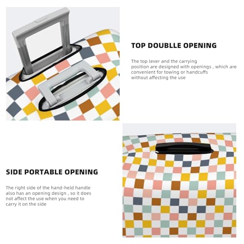 Colorful Checkered For Travel Luggage Cover Suitcase Protector Fits 18-32 Inch Travel Luggage Protector Elastic Luggage Anti-Scratch Suitcase Cover3