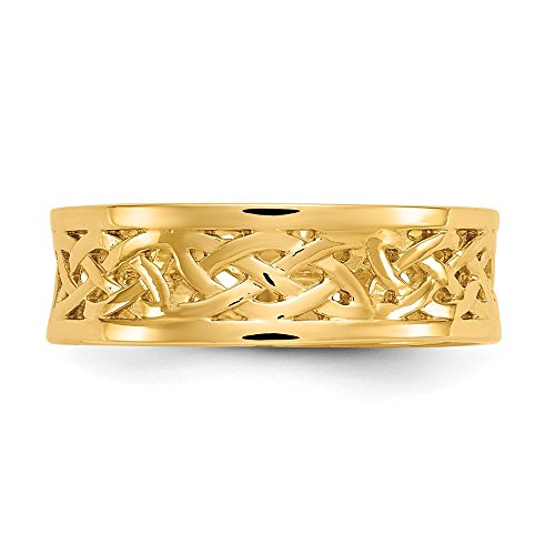 Solid 14k Yellow Gold Polished Celtic Knot Band Ring (6mm)4