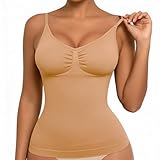 Canottiera a compressione da donna, dimagrante, modellante con reggiseno imbottito, canotta contenitiva con cinghie regolabili per modellare il corpo, Colore della pelle, 3XL