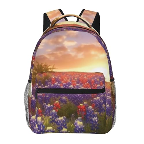 Sac à dos enfants léger Texas Bluebonnets pour soulager les épaules en voyage