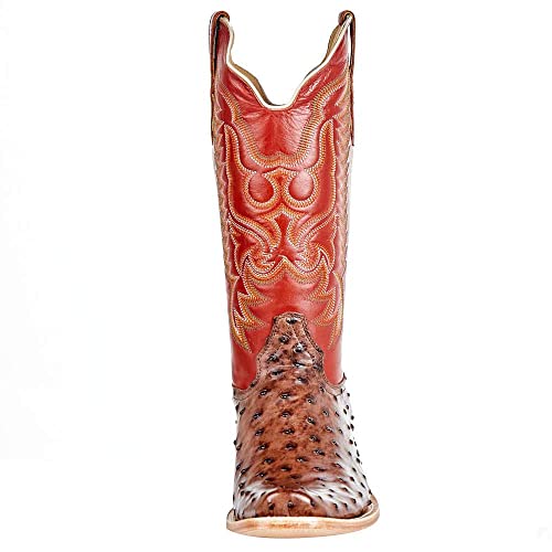 Men's Kango Tobac Full Quill Ostrich 13" Indian Orange Top Boots2