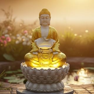 TRISAINI 43 Inch Lotus Buddha Indoor, Outdoor Waterfall Fountain Office Decorative Items Best Welcome Gifts for Guest Also... Price In India