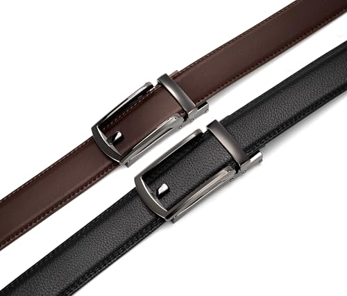 Image of CHAOREN Click Belt for Men 2 Pack - Mens Dress Belt 1 1 /4 inch in Packing Box - Design Belt Meet Almost Any Outfit and Occasion