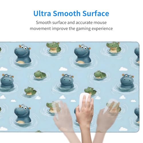 Grand tapis de souris de jeu imprimé hippopotame avec surface de précision - 6