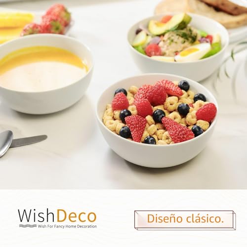 Miniatura 5 de Wishdeco Juego De 4 Cuencos De Cereales, Cuencos Sopa De Cerámica 600ml, Tazones Porcelana Blanca, Cuencos Cocina Para Aperitivo, Postre, Ensalada, Ramen