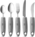 Special Supplies Adaptive Utensils (5-Piece Kitchen Set) Wide, Non-Weighted, Non-Slip Handles for Ha