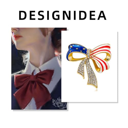 Image of Rhinestone USA Flag Brooch Pin for Women Men Shiny Crystal 4th of July American Patriotic Medal Brooches Dress Accessories Independence Presidential Election Day