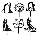 NA 6 Pezzi Mr Mrs Cake Topper Sposa Decorazione Torta, Topper per Torta Nuziale, Cake Topper Torta Utensili Acrilico Cupcake Topper per Festa Decorazione