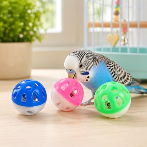 Image of Petzlifeworld (Pack of 3) Bird Interactive Bell Ball, Bird Toy for Parakeet, Cockatiel, Budgerigar, Parrots