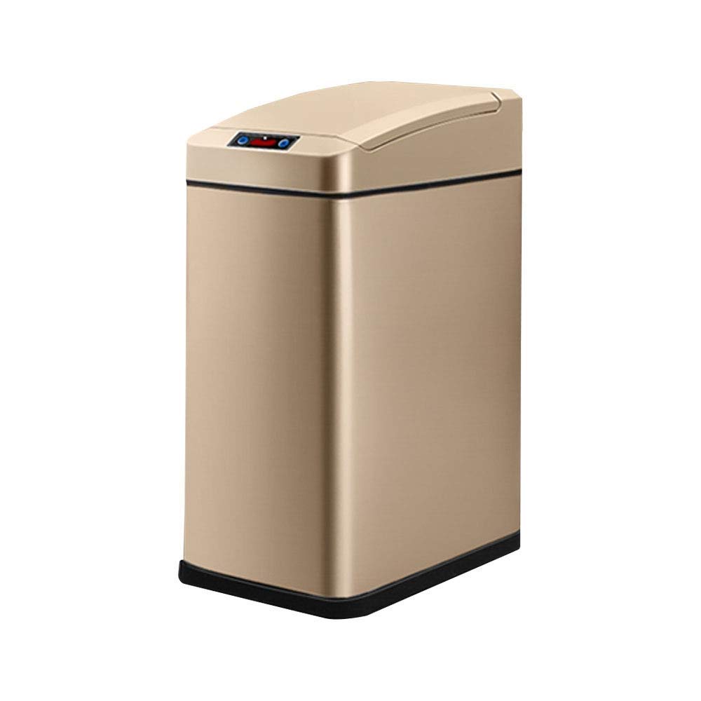 WSJTT 7 Liter ABS Steel Rectangular Kitchen Step Trash Can with Liner Pocket (Color : Gold)