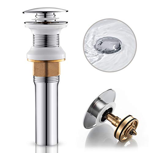 Preisvergleich Produktbild Ablaufgarnitur Waschbecken ohne überlauf POP UP Ventil, WOOHSE Click Clack Abflussventil Waschbecken Abfluss 11 / 4 Zoll Ablaufgarnitur mit Druckverschluss für Waschtisch, Edelstahl, verchromt