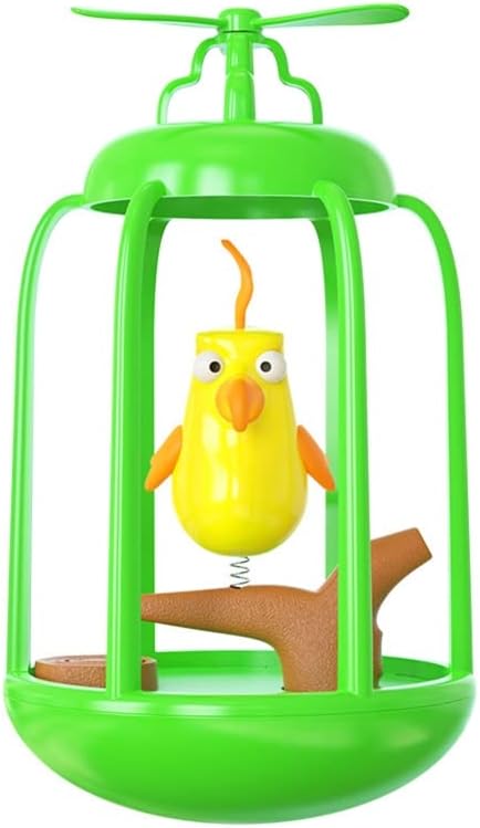 Juguete interactivo para gatos de interior, juguete de pájaro oscilante con molino de viento, jaula de autoequilibrio, juguetes para gatos que chirrían con sonido para gatos de interior