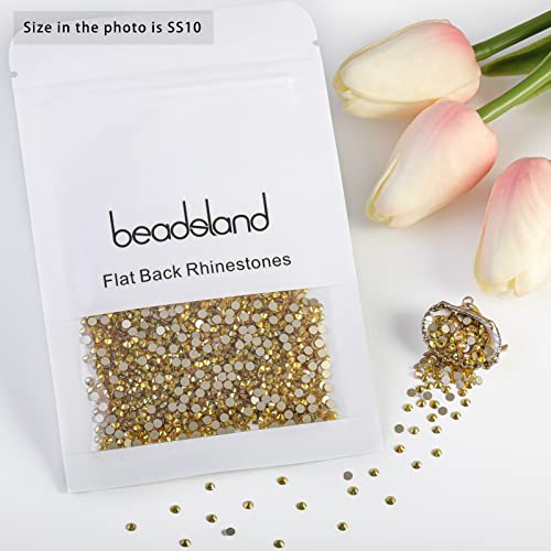 Image of Beadsland 2880pcs Flat Back Crystal Rhinestones Round Gems for Nail Art and Craft Glue Fix,Metal Sunlight,SS10,2.7-2.9mm