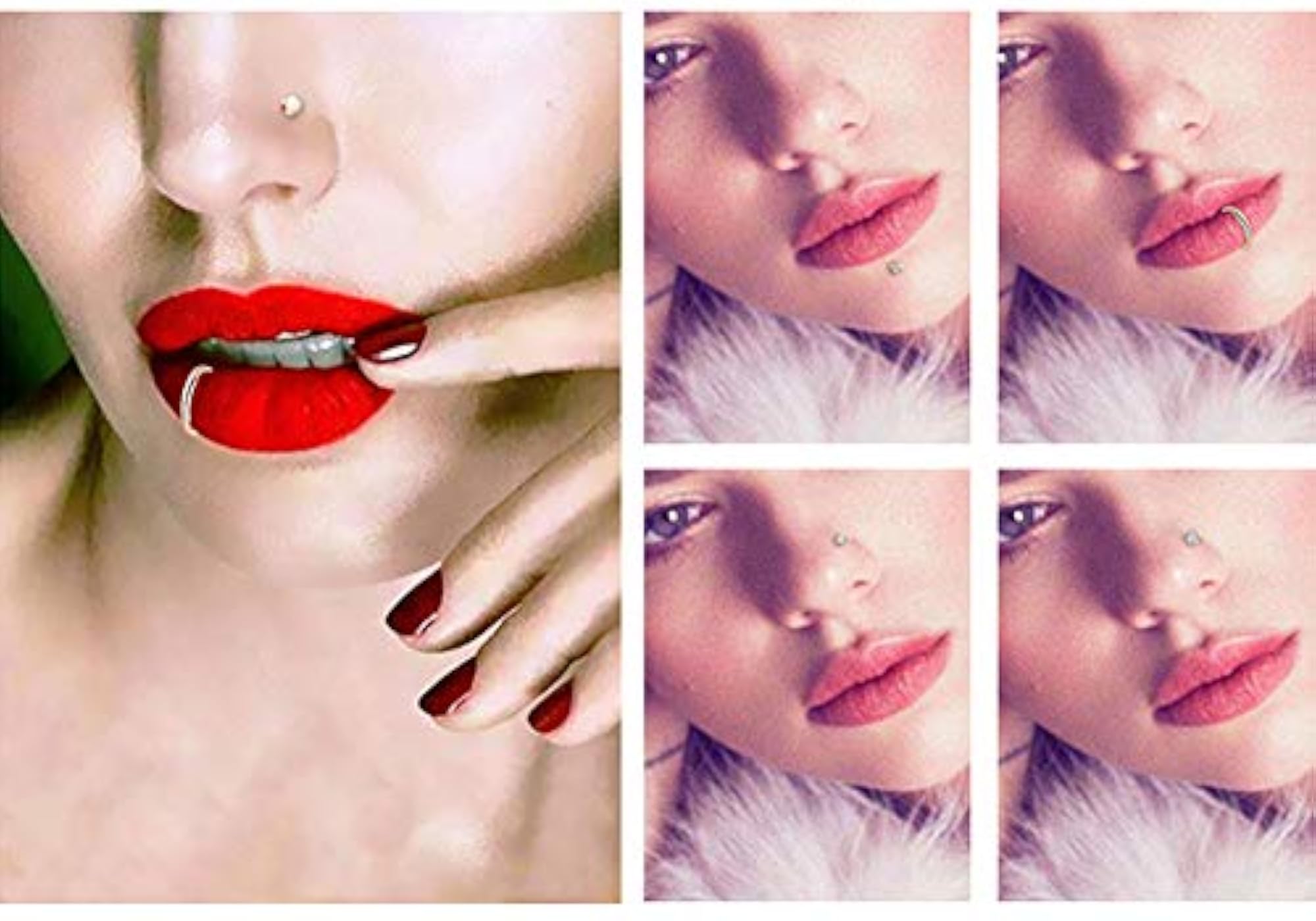20G L-Shaped Nose Rings - Surgical Steel Hoops & Studs