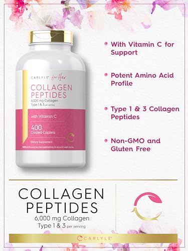 Carlyle Collagen Peptides 6000mg | 400 Caplets | with Vitamin C | Type 1 and 3 | Non-GMO, Gluten Free, Grass Fed Supplement - Image 5