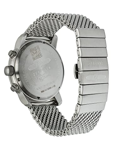 Zeppelin Stainless Steel 100 Years Ed.1 Chronograph|Date Analog Dial Color White Men Watch - 7680M1, Silver Band - Image 2