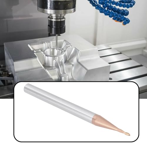 Image of 2Pcs 1.0mm Ball Nose End Mill AlTiN Coated HRC55 Tungsten Carbide for CNC Engraving