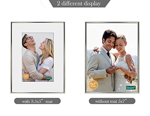 Decanit 5X7 Picture Frame Set - Silver Metal Thin Frames For Wall Or Tabletop Display Of 3.5X5 Photos With Mat Or 5X7 Without Mat - Gallery Wall Kit-6Pack #TOP2